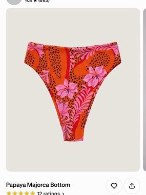 High-Cut Bikini Bottom - Pink & Orange Floral (worn once, now too big)